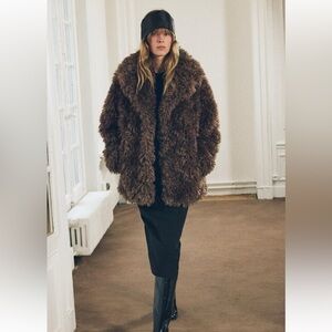 Zara FAUX FUR SHORT COAT ZW COLLECTION fall winter 2024